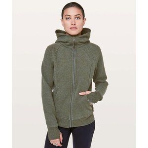 Lululemon Scuba Hoodie Light Cotton Fleece Full Zip Heathered Green Size 12